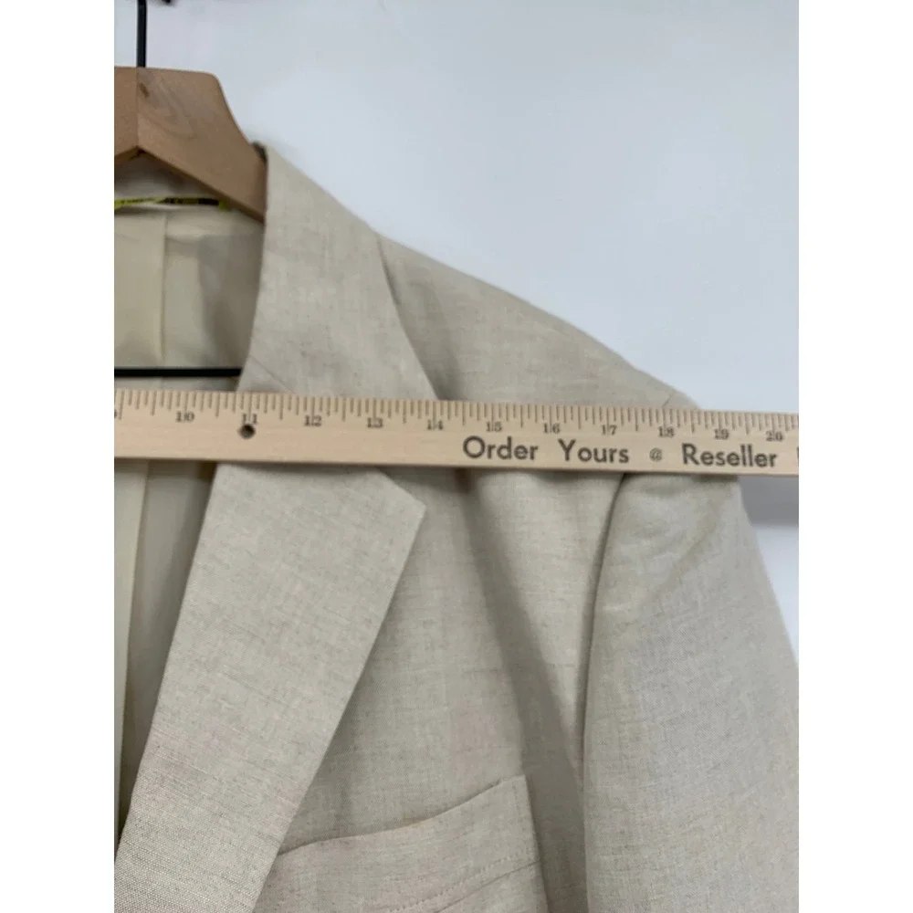 Cubavera Blazer Mens 40/Medium Beige Solid Linen Blend Tropical Summer NEW